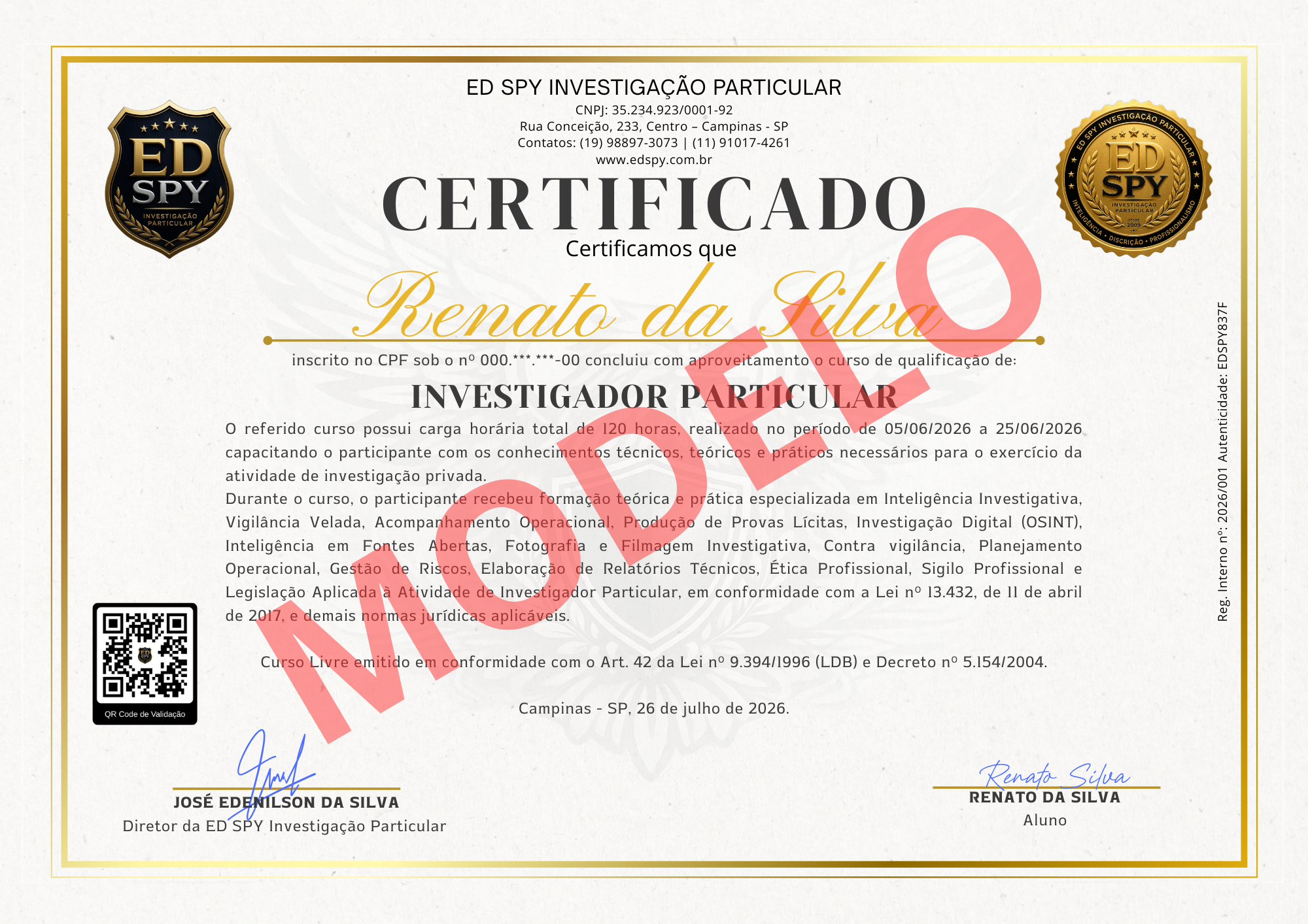 Certificado de conclusão ED SPY