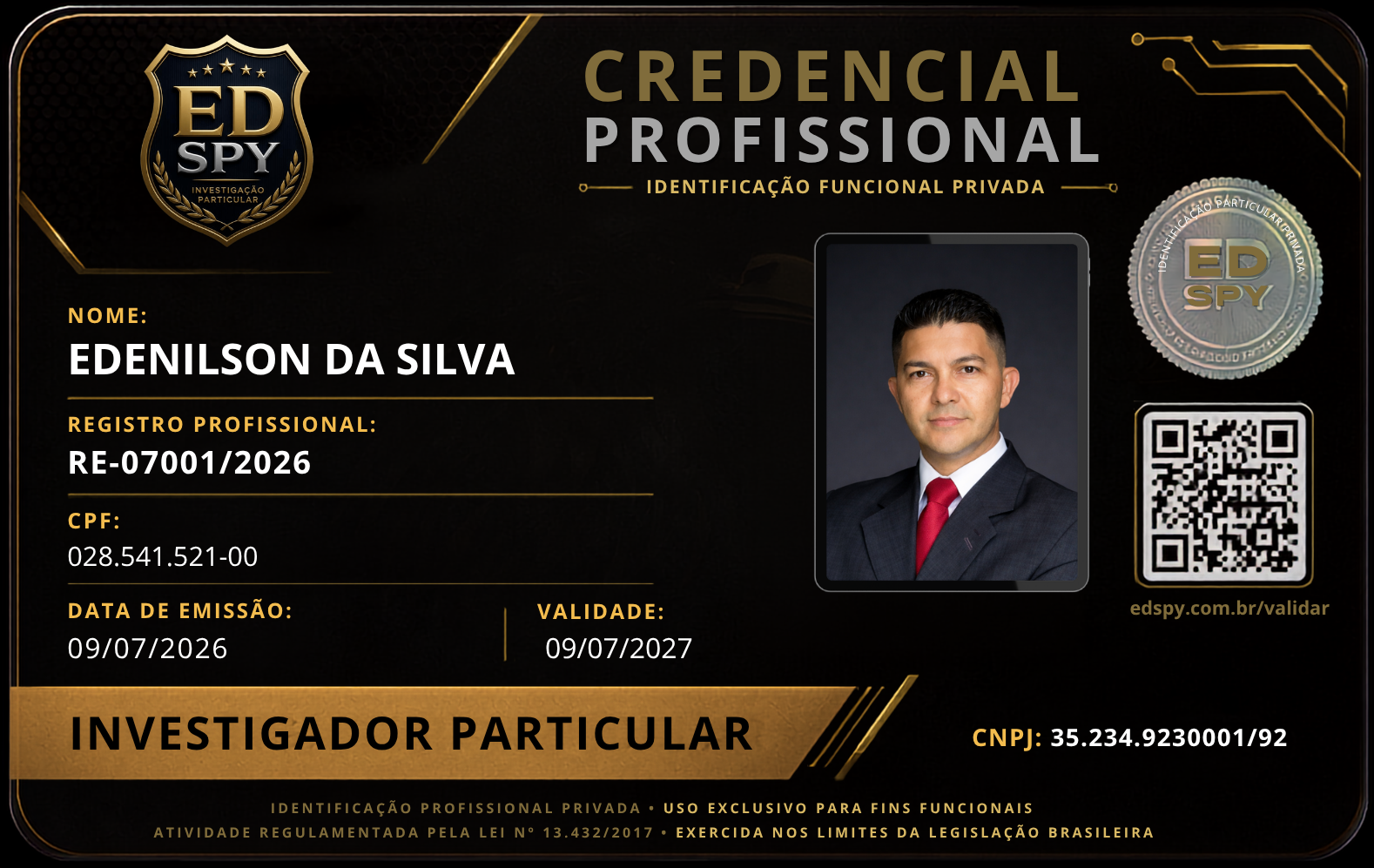 Credencial profissional frente