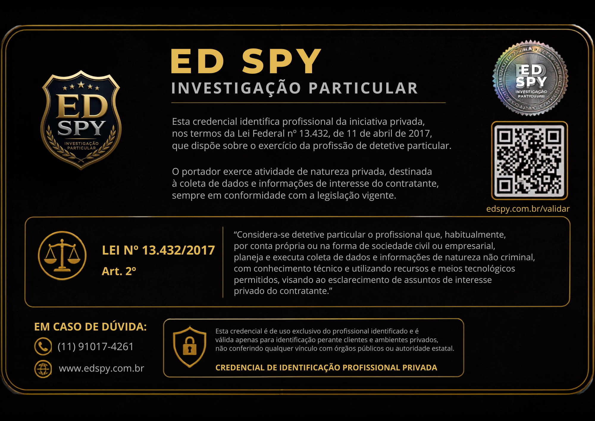 Credencial profissional verso